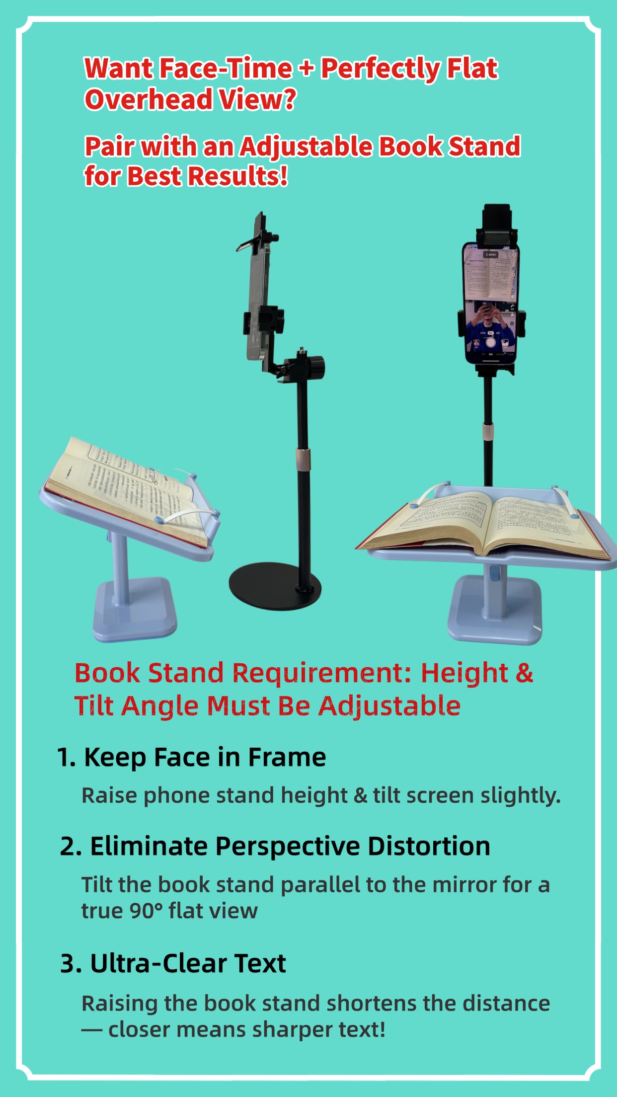 Front Mirror Duo Book Stand Shooting Example